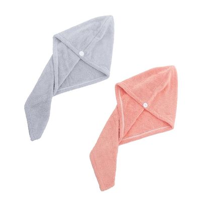 Cabilock 2pcs Coral Fleece Hair-Drying Caps Absorbent Hair Turban Towels for Quick Drying Grey Comfortable for Bathing