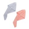 Cabilock 2pcs Coral Fleece Hair-Drying Caps Absorbent Hair Turban Towels for Quick Drying Grey Comfortable for Bathing view 1