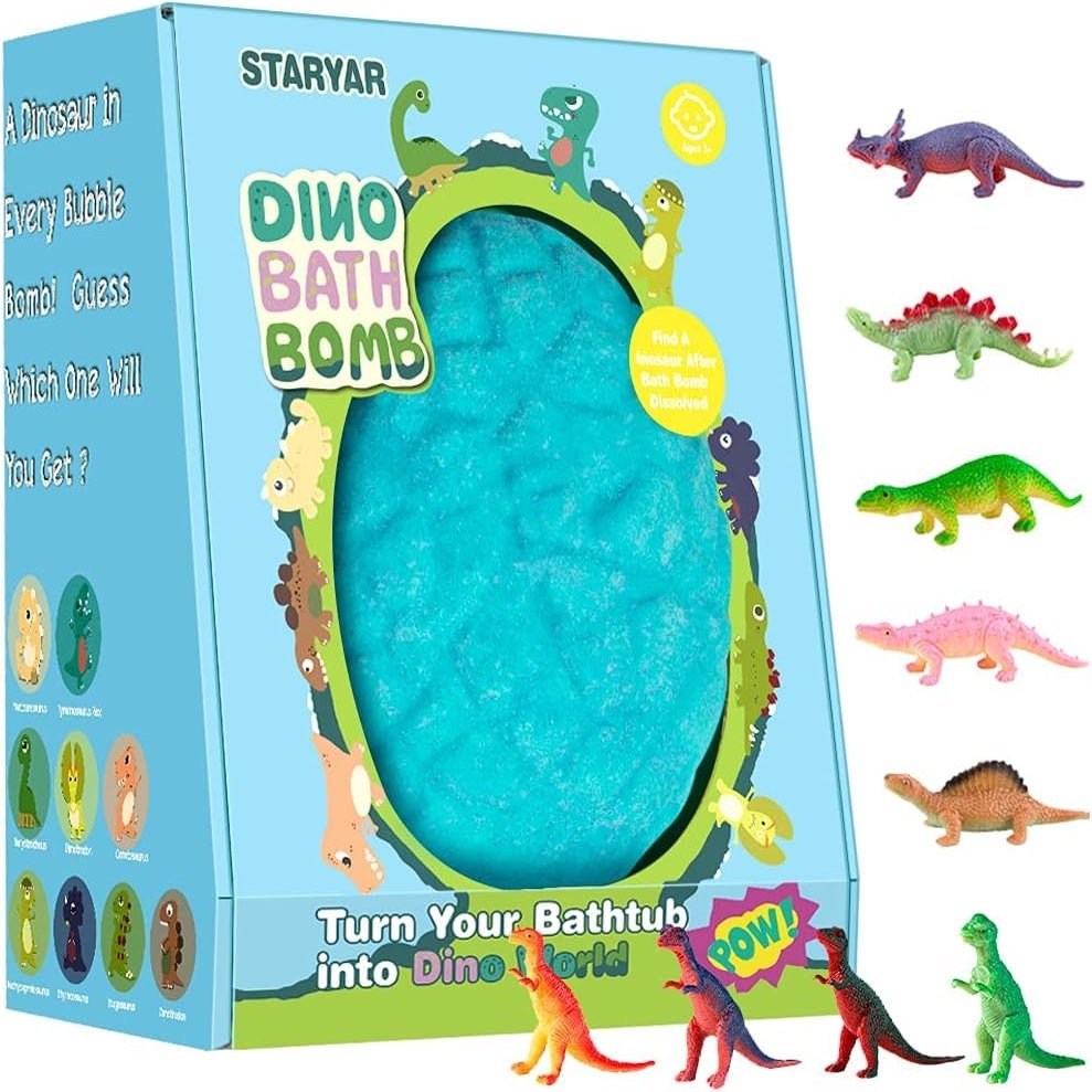 Easter Bath Bombs for Kids with Surprise Dinosaur Toys Inside, Valentines Day Gifts for Kids, XXXL Dinosaur Bath Bombs Gift Set, Boys Easter Gifts, Dino Easter Eggs Filled Toys for Boys 3 4 5 6 7