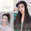 Womens Newsboy Cap with Hair Curly Wavy Straight Hairpiece Plaid-Tweed Hat with Wig light brown view 2