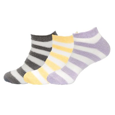 BambooMN Women's Super Soft Aloe Infused Fuzzy Nylon Spa Socks - Size 4-8 - Assortent N - 3 Pairs