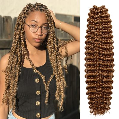 AU-THEN-TIC Water Wave Crochet Braids Hair, 22 Inch, 6 Packs, Synthetic Extensions for Passion Twists, Butterfly Locs, and Bohemian Styles, (27, Honey Blonde)