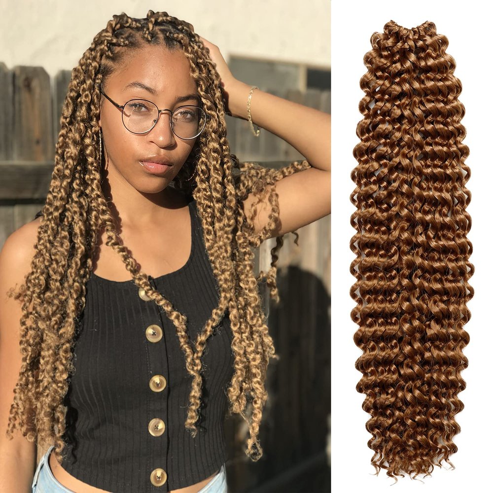 AU-THEN-TIC Water Wave Crochet Braids Hair, 22 Inch, 6 Packs, Synthetic Extensions for Passion Twists, Butterfly Locs, and Bohemian Styles, (27, Honey Blonde)