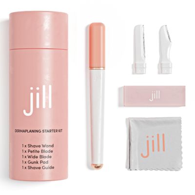 Jill Dermaplane Razor Trial Kit | Facial Hair Removal Dermaplaning Kit Includes 1 Shave Wand, 2 Dermaplane Razors & Cleaning Cloth | Pre-Shave Magic Spray & Wipes Not Included