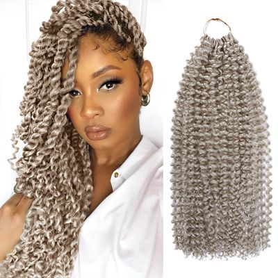 AU-THEN-TIC Water Wave Crochet Braids Hair, 22 Inch, 6 Packs, Synthetic Extensions for Passion Twists, Butterfly Locs, and Bohemian Styles, (Grey)