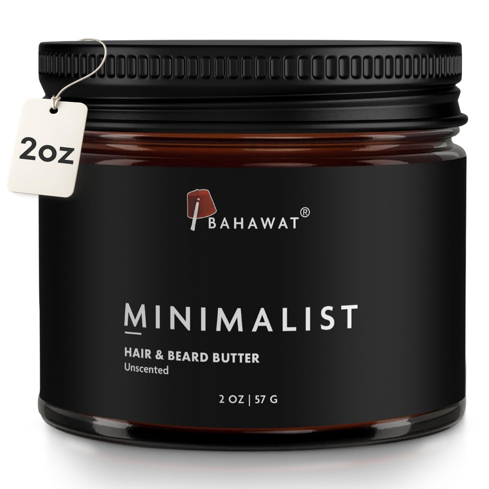 BAHAWAT Hair & Beard Butter for Men Leave-in Conditioner - Unscented - Strengthen & Soften Made in USA - Natural Ingredients | The Best Beard Butter -2 oz