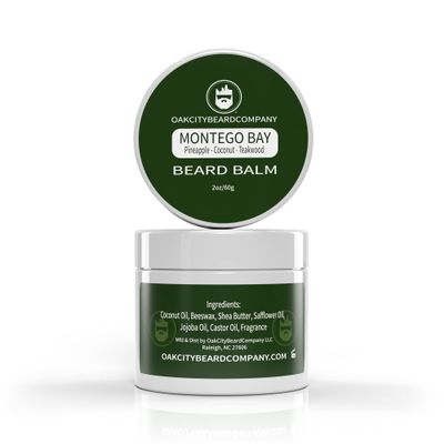 Oak City Beard Company - Montego Bay - 2 Ounce - Beard Balm - Pineapple - Coconut - Teakwood - Beard Conditioner
