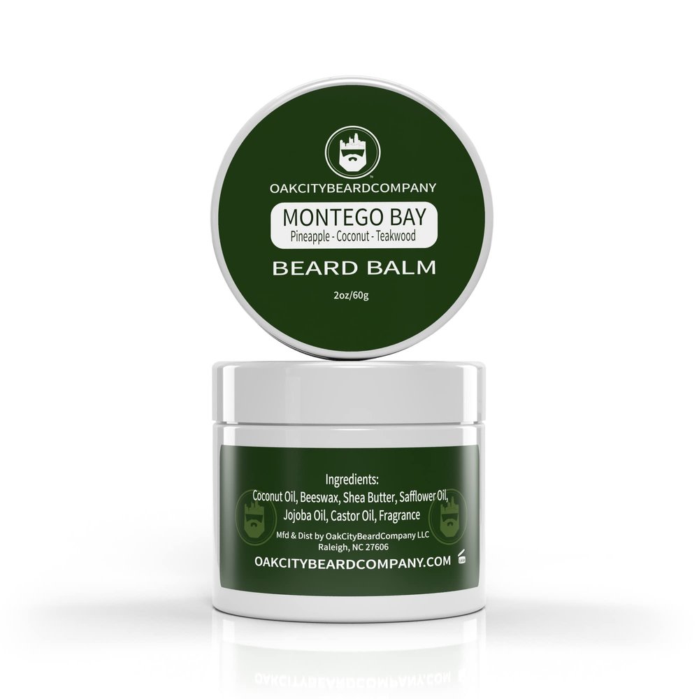 Oak City Beard Company - Montego Bay - 2 Ounce - Beard Balm - Pineapple - Coconut - Teakwood - Beard Conditioner