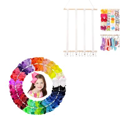 30 Colors 6 Inch Hair BowsHair Bow Holder Organizer for GirlsHair Clips Headband Organizer Storage Unicorn Wall Hanging Home Decor for Girls Room