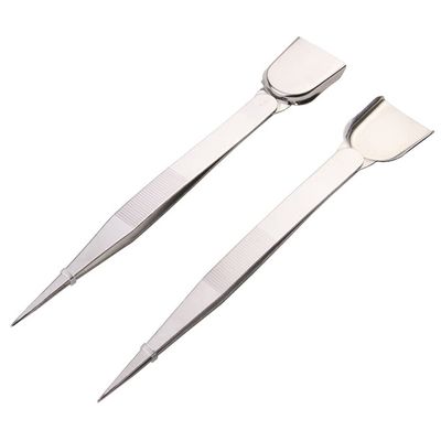 2 Pieces Stainless Steel Tweezers with Shovel Stainless Steel Handy Tweezer with Shovel Diamond Gem Tweezers Jewelry Tweezers with Scoop Gems Pick Up Beads Tools for Beads Gems Diamond