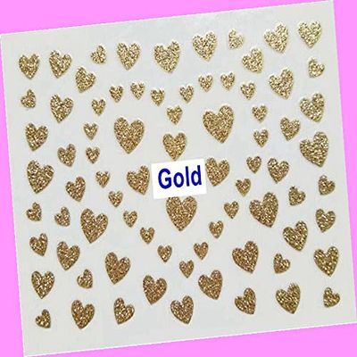 Black Glitter Sweet Heart 3D Self-Adhesive Nail Art Sticker Golden for Nails Design Nail Art Stickers Decals Supplies Manicure Tips Sticker Colorful for Nail Decorations
