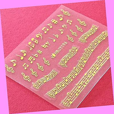 Musical Note Staff Stave Notation Art Nail Sticker Hbjy196 Golden for Nails Design Nail Art Stickers Decals Supplies Manicure Tips Sticker Colorful for Nail Decorations