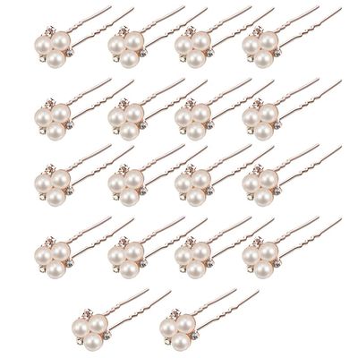Beaupretty Unique Bridal Hairpin 18pcs Pearl Rhinestone U-shaped Hair Clips Wedding Accessories