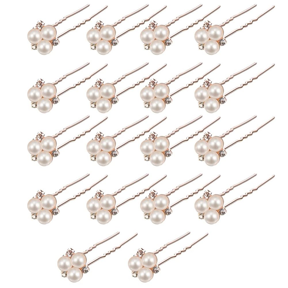 Beaupretty Unique Bridal Hairpin 18pcs Pearl Rhinestone U-shaped Hair Clips Wedding Accessories