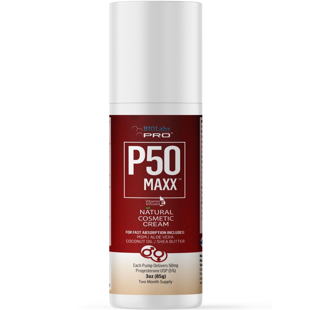 BIOLABS PRO All Natural P50 Maxx Cream 50mg Progesterone per Dose (Unscented-3oz)