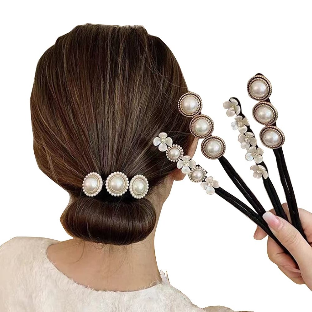 4Pcs Magic Hair Bun Makers with Peal and Flower Foam Sponge Shapers, Donut Holders for Hair Twist, Curl and Styling Accessories for Women and Girls