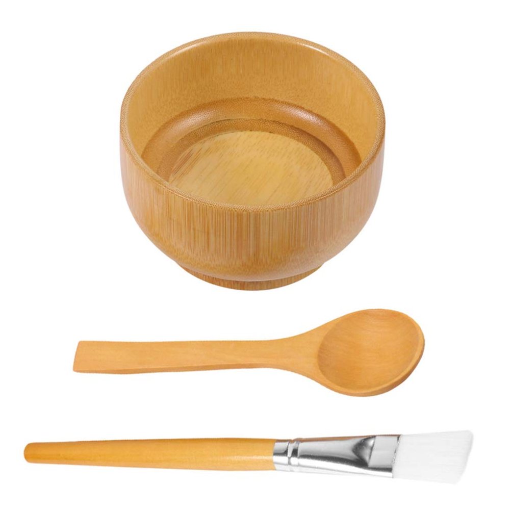 3pcs Facial Care Tools Skin Care Mixing Bowl Face Mask Bowl Facial Mask Mixing Bowl Bamboo Mask Bowl Brush Face Mask Mixing Tool Diy Facemask Mixing Tool Mask Beauty Tool