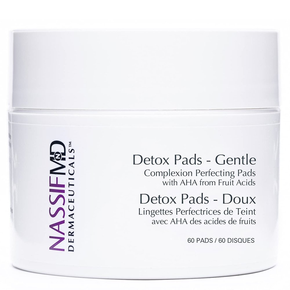 NassifMD Gentle Detox Pads, Surgeon-Created Fruit Acid Complex for Sensitive Skin, Brightens, Exfoliates & Reduces Wrinkles, Dermatologist-Tested