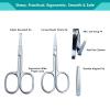 5Pcs Beauty Grooming Eyebrow Scissor Men Women Facial Nose Hair Scissor Curved Round Blunt Mustache Beard Manicure Pedicure Trimmer Set Stainless Steel Slant Tweezers Nail Clipper Pet Dog Scissor Kit view 4