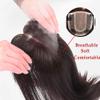 12"Free Parting Virgin Human Hair Topper Large 5.1X5.1" Silk Base Topper Hair Piece Straight Hand Made Top Hairpiece Clip in Hair Topper for Women with Thinning Hair(Dark Brown) view 3