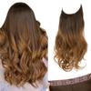 SARLA Ombre Invisible Wire Hair Extensions with 3 Clips Long Synthetic Wavy Curly Hairpiece Adjustable Transparent Headband for Women 22 Inch Brown to Golden view 1