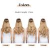 SARLA Ombre Invisible Wire Hair Extensions with 3 Clips Long Synthetic Wavy Curly Hairpiece Adjustable Transparent Headband for Women 22 Inch Brown to Golden view 4