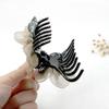 2Pack Plastic Silk Flowers Hair Claw with Rose Flower Shape Hair Claw Jaw Clips For Women Hair Clamps Hair Clips Ponytail Headwear (color2) view 2