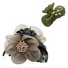 2Pack Elegant Jaw Hair Claw Clip with Silk Floral Flower, Half Bun Hair Clip for Women and Girls Thin Hair (color 5) view 1