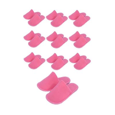 CHOCHILI Pink 10 Pairs Fabric Packed Disposable Color Hotel Slippers for Airbnb Spa Salon Party Wedding Guests - US Men Women Size 8-10