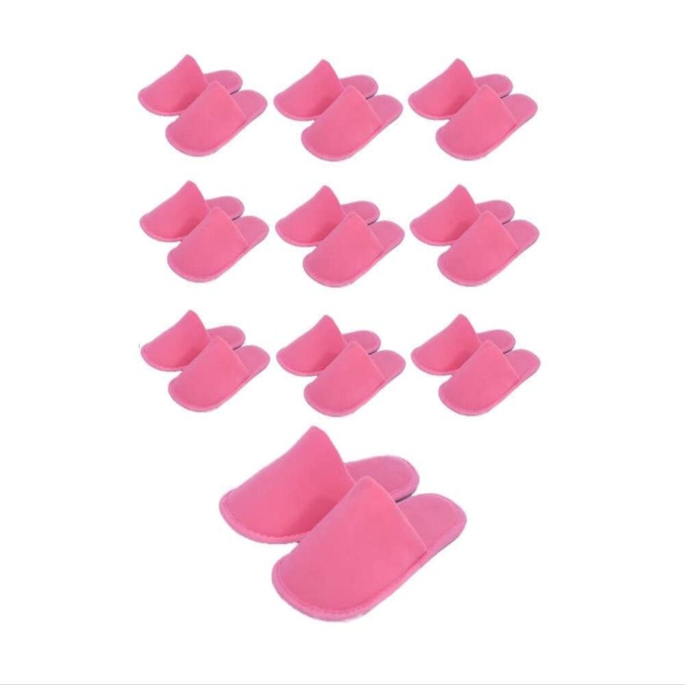 CHOCHILI Pink 10 Pairs Fabric Packed Disposable Color Hotel Slippers for Airbnb Spa Salon Party Wedding Guests - US Men Women Size 8-10