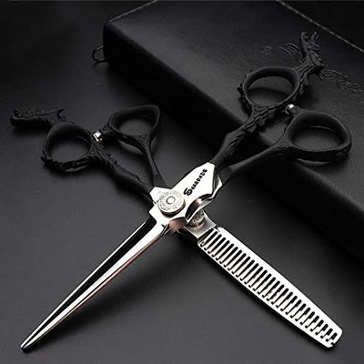Hair Cutting Scissors, Genuine New Hairdressing Scissors Professional 6 Inch Barbershop Scissors Hair Stylist Special Scissors Flat Teeth Scissors BY KKZY (Color : Style E Cut Thin1)