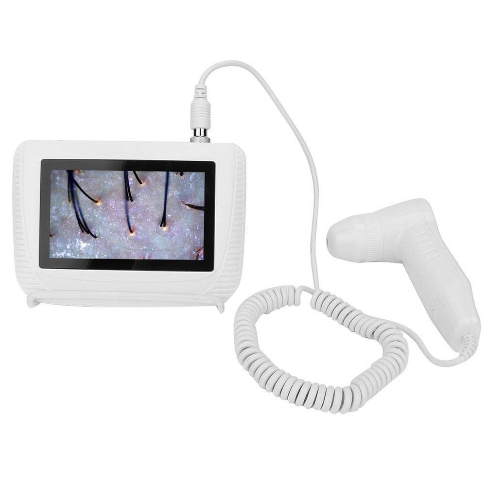 FOKH Skin Hair Analyser,5 in 50X/200xLens LCD Digital Microscope Rechargeable Portable Scalp Detector Scanner Professional Scalp Hair Follicle Oil Moisture Magnifying Detector Skin Pigment Tester,US
