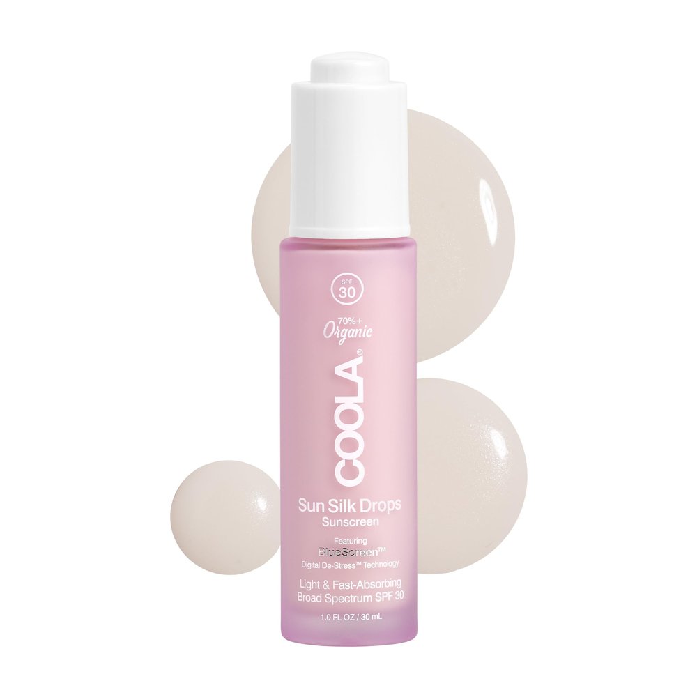 COOLA Organic Sun Silk Drops and Face Moisturizer with SPF 30, Dermatologist Tested Sunscreen with Plant-Derived BlueScreen Digital De-Stress Technology, 1 Fl Oz