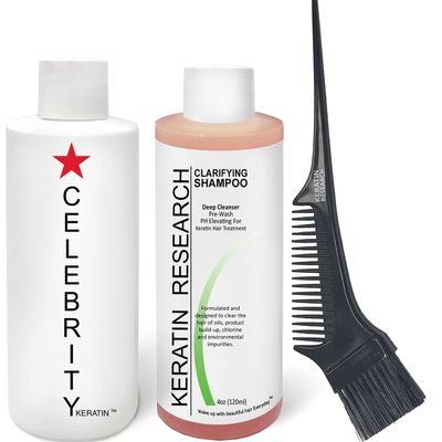 CELEBRITY KERATIN Hair Treatment Conditioning Straightening Keratin Proteins Amino Acids Argan Castor Oils Repair Damaged Color Treated Curly Straight Coarse Thin Hair (KIT IIII)