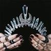 Raw Crystal Quartz Transparent Hollow Moon Crown Tiara Headband for Women Witch Craft Bridal Party Hair Accessories view 2