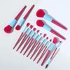 MIPPER 14 Pcs Candy Color Makeup Brushes Set Pro Eye Shadow Eyelash Concealer Powder Foundation Blending Cosmetic Brush Kit (rose red+blue) view 2