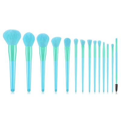 MIPPER 14 Pcs Candy Color Makeup Brushes Set Pro Eye Shadow Eyelash Concealer Powder Foundation Blending Cosmetic Brush Kit (light blue)