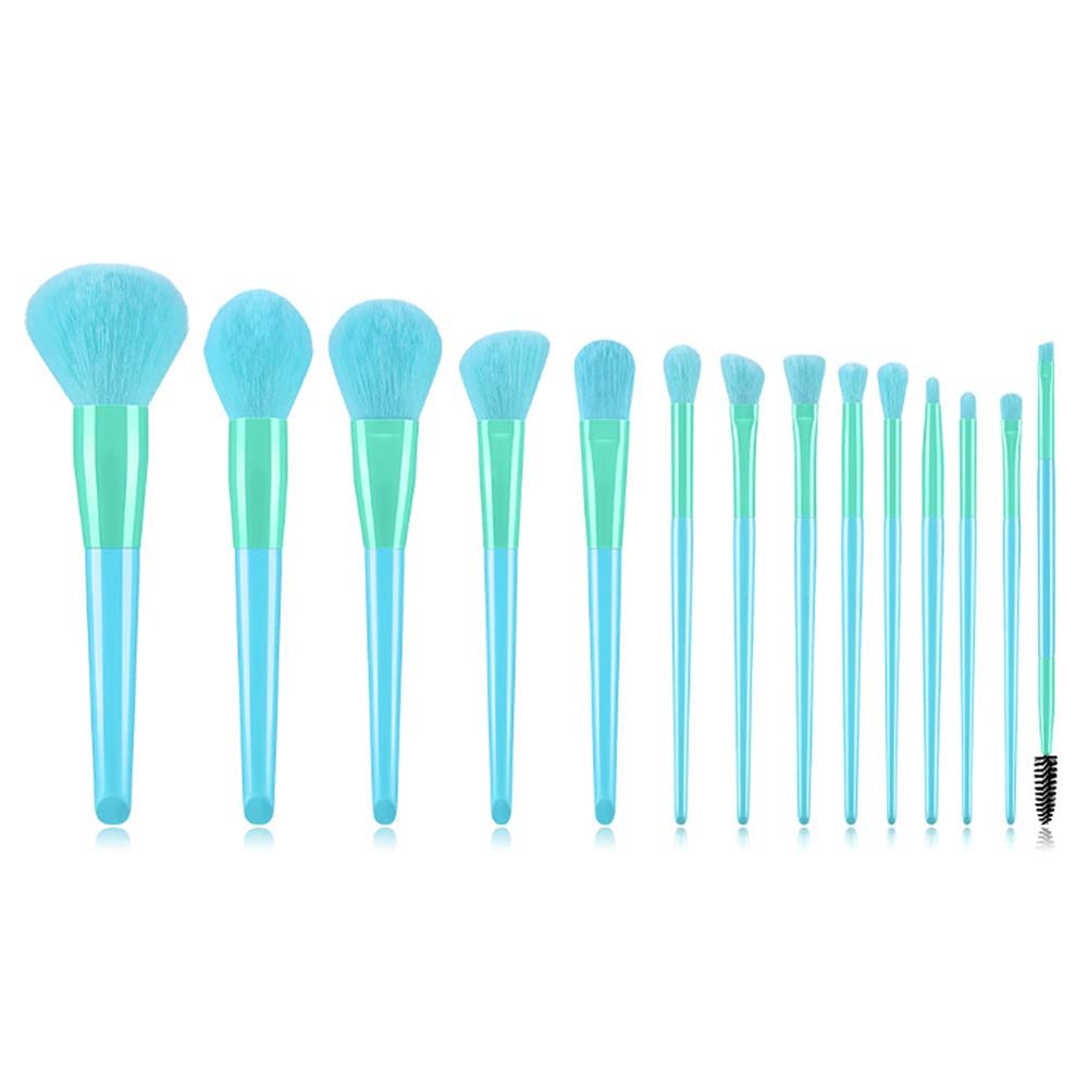 MIPPER 14 Pcs Candy Color Makeup Brushes Set Pro Eye Shadow Eyelash Concealer Powder Foundation Blending Cosmetic Brush Kit (light blue)