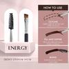ENERGY Duo Eyebrow Brush Angled Eye Brow Brush and Spoolie Brushes Ultra Firm Thin Eyeliner Brush Premium Synthetic Eye Makeup Brush for Liquid Gel Cream Brow Eyeliner Defining Applicator Black view 3