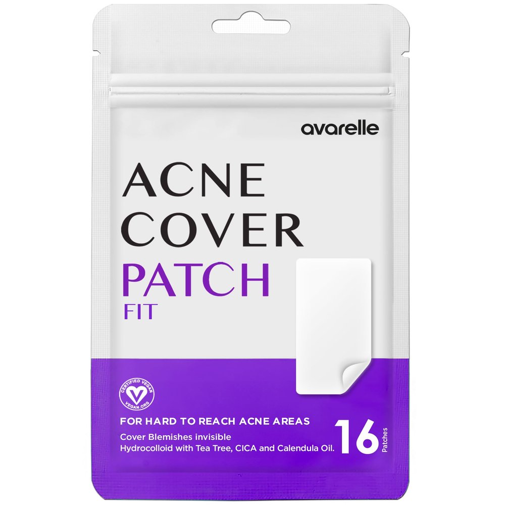 AVARELLE Acne Pimple Patch FIT Absorbing Hydrocolloid Spot Treatment with Tea Tree Oil, Calendula Oil and Cica, Certified Vegan, Cruelty Free (FIT / 16 COUNT)
