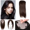 10" Short Straight Silk Base Human Hair Topper Add Extra Hair Volume 4.7x5.1" Women Toupee Human Hair Clip in Hairpieces Topper Hair Pieces for Women with Thinning Hair(Dark Brown) view 1
