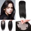 10" Short Straight Silk Base Human Hair Topper Add Extra Hair Volume 4.7x5.1" Women Toupee Human Hair Clip in Hairpieces Topper Hair Pieces for Women with Thinning Hair(Natural Black) view 1
