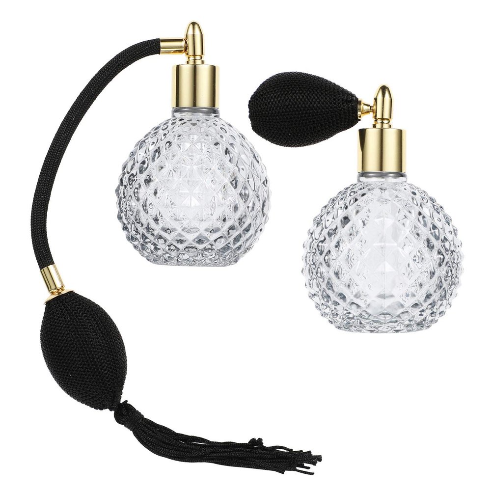 Hemoton 2pcs Perfume Spray Bottles Refillable Crystal for Fragrance Lotion Oil Elegant Design for Home Travel Use Sturdy for Friends Family