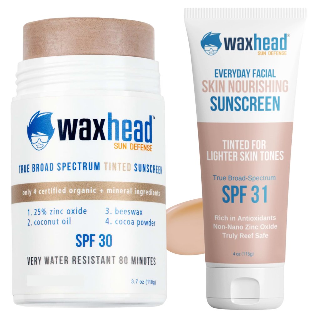 Waxhead Tinted Sunscreen for Face | Zinc Oxide Mineral SPF Stick | Zinc-Based Protection