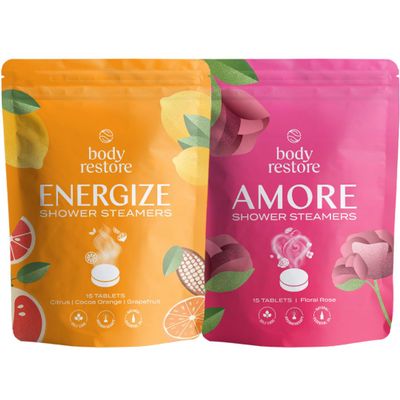 Body Restore Shower Steamers Aromatherapy (15 Packs x 2) - Gifts for Mom, Gifts for Women & Men, Shower Bath Bombs, Citrus Grove, Rose, Essential Oils, Stress Relief