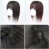 100% Human Hair One Piece Clip in Topper 10x10cm Silk Straight Middle Part Hairpiece With Bangs (20cm Dark Brown) view 3