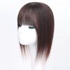 100% Human Hair One Piece Clip in Topper 10x10cm Silk Straight Middle Part Hairpiece With Bangs (20cm Dark Brown) view 4