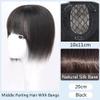 100% Human Hair One Piece Clip in Topper 10x10cm Silk Straight Middle Part Hairpiece With Bangs (20cm Black) view 2