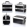 Large Black Faux Crocodile Aluminium Vanity Makeup Cosmetic Box Case for Nail Hair Salon Jewelry with 4 Long Tray/Clasp Lock with view 2