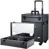 Cosmetic Cases Professional Makeup Case Aluminum Suitcase Large Capacity with Lock 4 Wheels LED Lamp Adjustable,Black,37.524.561CM view 1